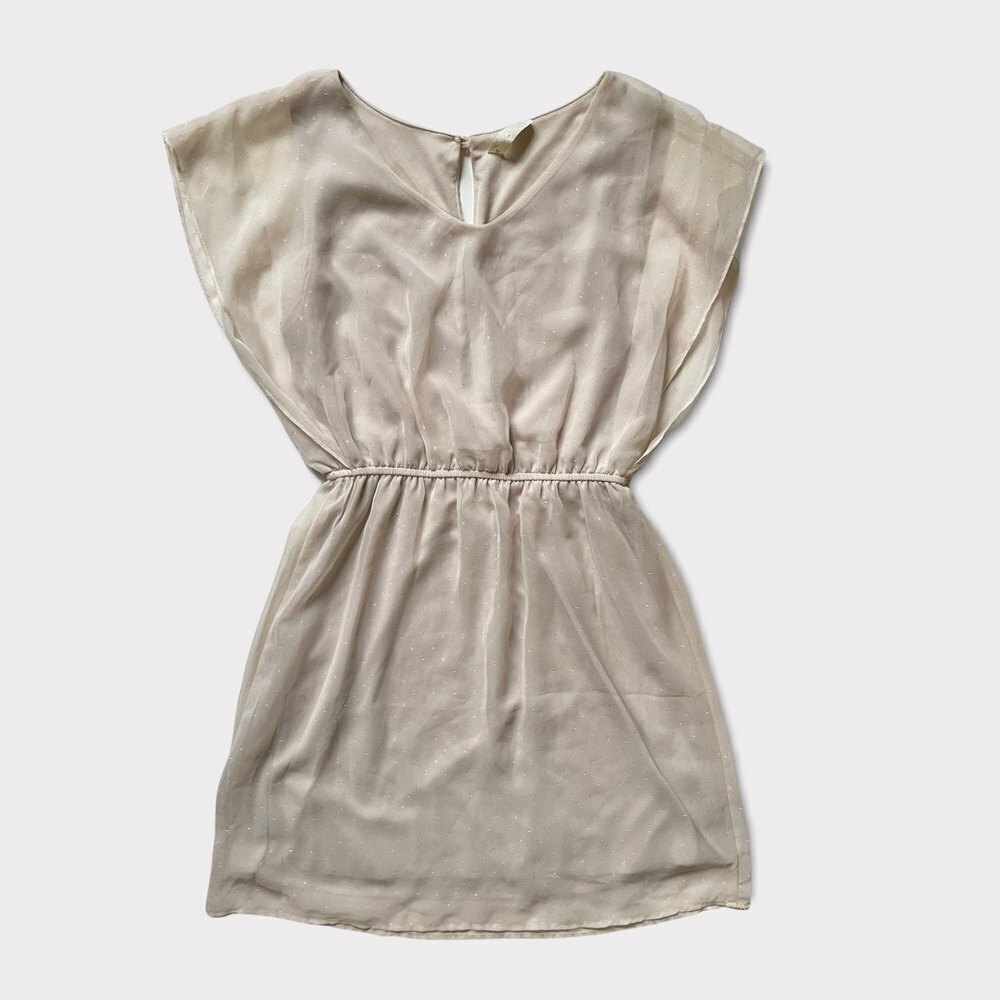 Francesca's Light Pink Dress Size Medium Sheer Sparkle Shimmer - Picture 5 of 9